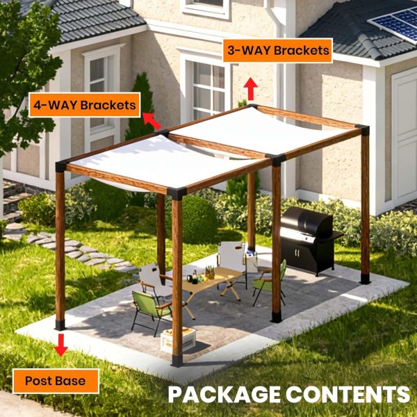 Pergola Brackets 4x4 & Pergola Kit – Heavy Duty 3-Way Corner Brackets for DIY Pergola Builds