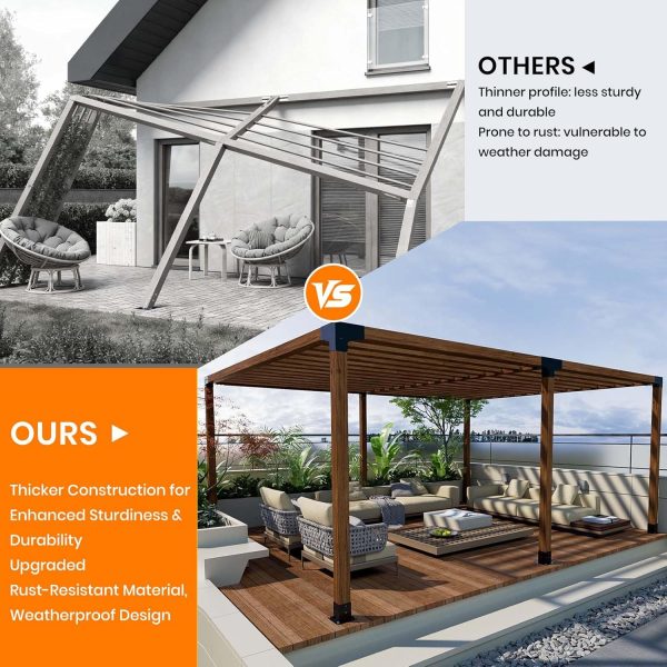 Pergola Brackets 4x4 & Pergola Kit – Heavy Duty 3-Way Corner Brackets for DIY Pergola Builds