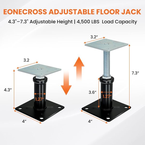 02 Adjustable House Floor Jacks for Leveling (4–7", 11–16", 11.8–16") Heavy Duty Support Posts