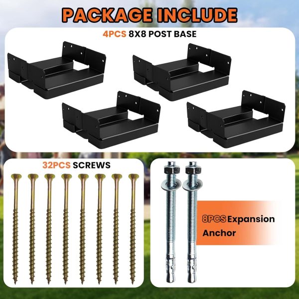 8x8 Post Base for Concrete Heavy Duty Adjustable Post Bracket with 1" Standoff