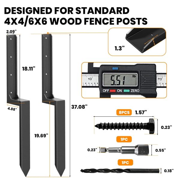 02 Fence Post Repair Kit for 4x4 & 6x6 – Heavy Duty Fence Mender for Leaning or Broken Posts