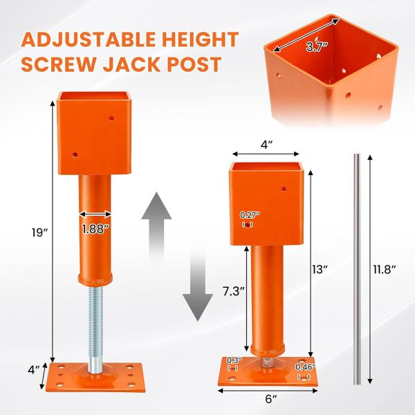 02 4x4 Screw Jack Post 13–19 Inch Adjustable House Jack for Floor Leveling (Heavy Duty 1 Pack / 2 Pack)