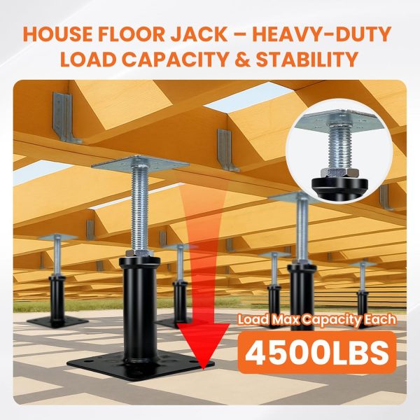 03 Adjustable House Floor Jacks for Leveling (4–7", 11–16", 11.8–16") Heavy Duty Support Posts