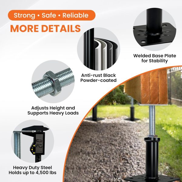 04 Adjustable House Floor Jacks for Leveling (4–7", 11–16", 11.8–16") Heavy Duty Support Posts