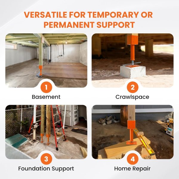 05 4x4 Screw Jack Post 13–19 Inch Adjustable House Jack for Floor Leveling (Heavy Duty 1 Pack / 2 Pack)