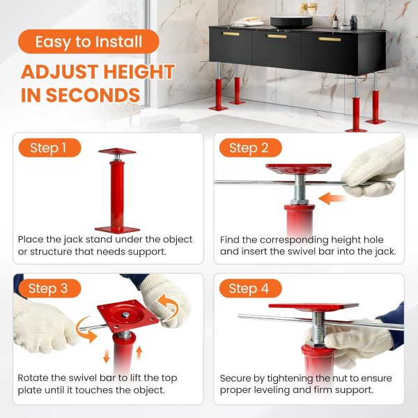 05 Adjustable House Jacks 11–16 Inch Heavy Duty Floor Jack Posts for Leveling (2 Pack / 4 Pack)