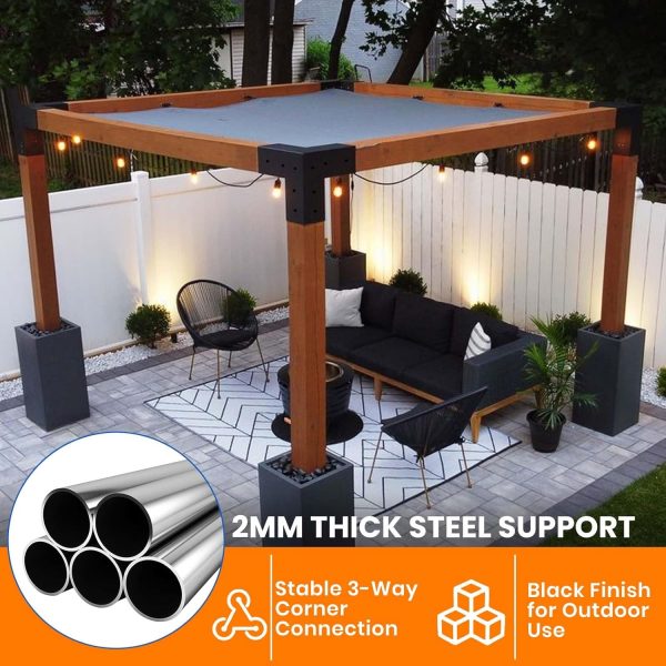 Pergola Brackets 4x4 & Pergola Kit – Heavy Duty 3-Way Corner Brackets for DIY Pergola Builds
