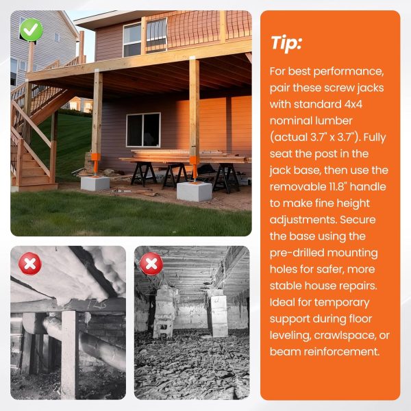 07 4x4 Screw Jack Post 13–19 Inch Adjustable House Jack for Floor Leveling (Heavy Duty 1 Pack / 2 Pack)