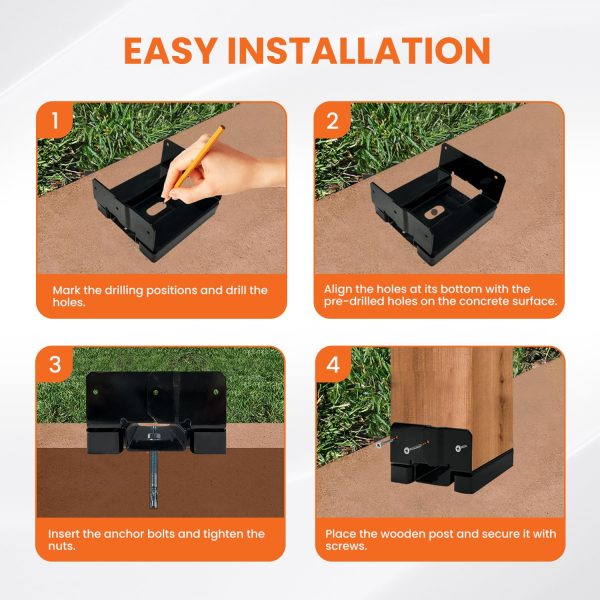 4x4 Post Base for Concrete Heavy Duty Adjustable Post Bracket with 1" Standoff