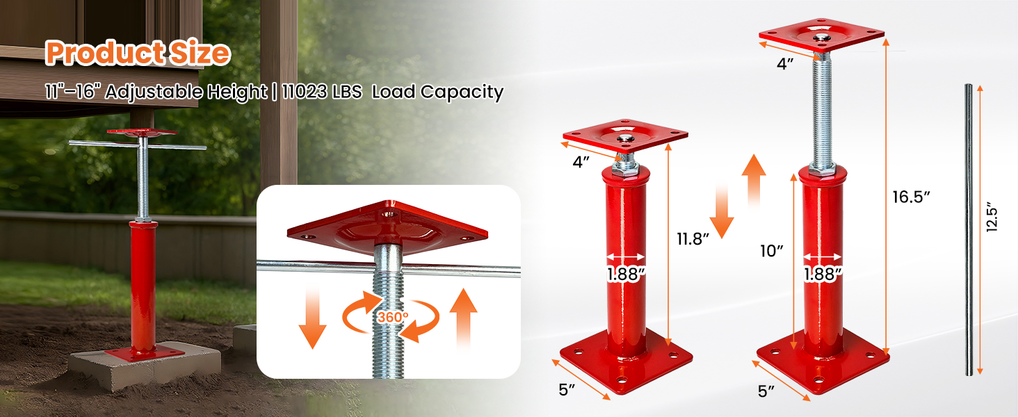 floor leveling jack post support