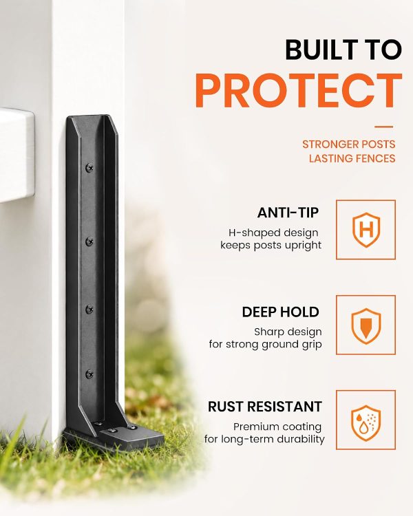 04 Repair Leaning Fence Post with Heavy-Duty Fence Repair Kit for 4x4 & 6x6 Wood Posts