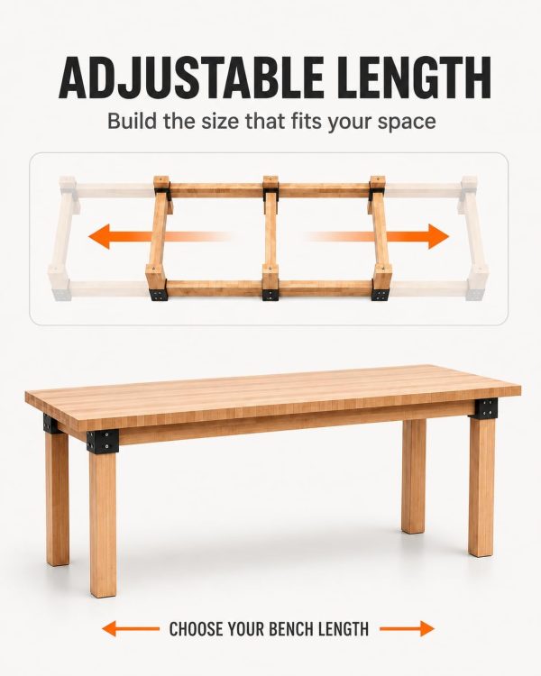 05 Workbench Bracket Kit | Heavy-Duty Steel DIY Garage Workbench Brackets for 2x4 & 4x4 Lumber