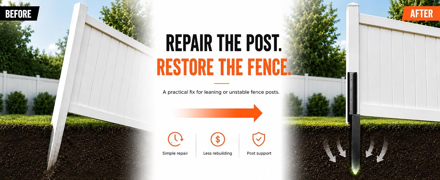 fence post reinforcement before and after repair
