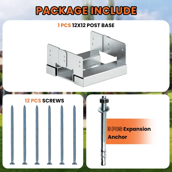 12×12 Post Base for Concrete Heavy Duty Adjustable Post Bracket with 1″ Standoff