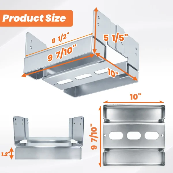 10×10 Post Base for Concrete Heavy Duty Adjustable Post Bracket with 1.2″ Standoff