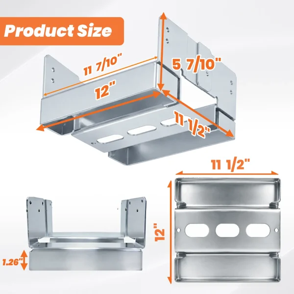 12×12 Post Base for Concrete Heavy Duty Adjustable Post Bracket with 1″ Standoff