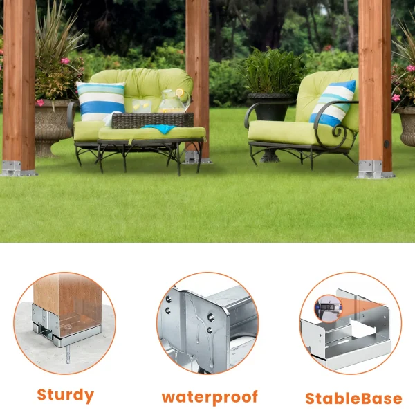 10×10 Post Base for Concrete Heavy Duty Adjustable Post Bracket with 1.2″ Standoff
